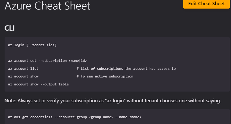 Azure Cloudshell cheat sheet