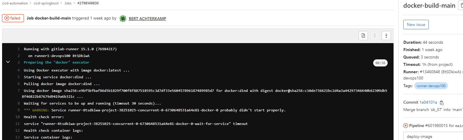 CI Job failed